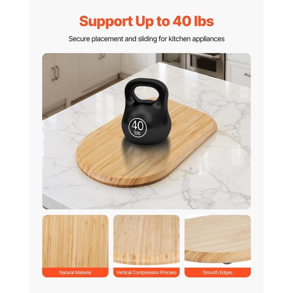 TYFRW-Mixer Slider Mat for Tilt Head Kitchen Aid 4.5-5 Qt Stand Mixer, kitchenaid Mixer Slider with PTFE Feet, Kitchen Countertop Storage Accessories Moving Tray attachments (Natural Wood)