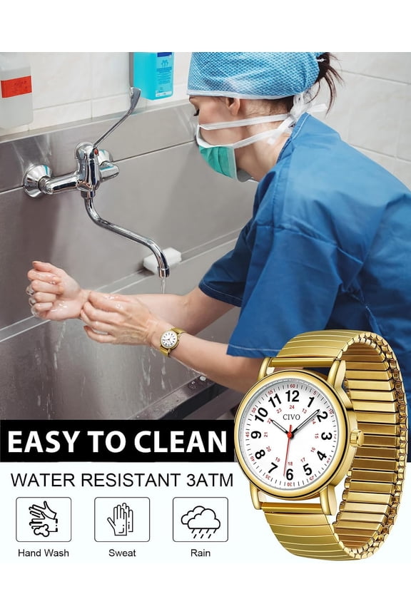 -Nurse Watches for Women Men: Analog Waterproof Watch with Second Hand Easy-Read Dial - Gifts for Nurses Doctors Medical Student