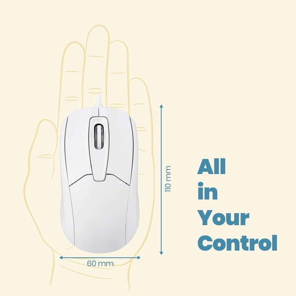 TYFRW-PERIMICE-209 P, Wired PS2 Optical Mouse with Scroll Wheel and 1000 DPI, White (11832)