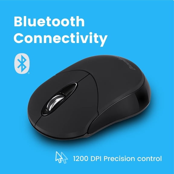 TYFRW-PERIMICE-802B Wireless Bluetooth Mouse - Portable Design for Windows, iOS, and Android Tablet - Black Rubber Black