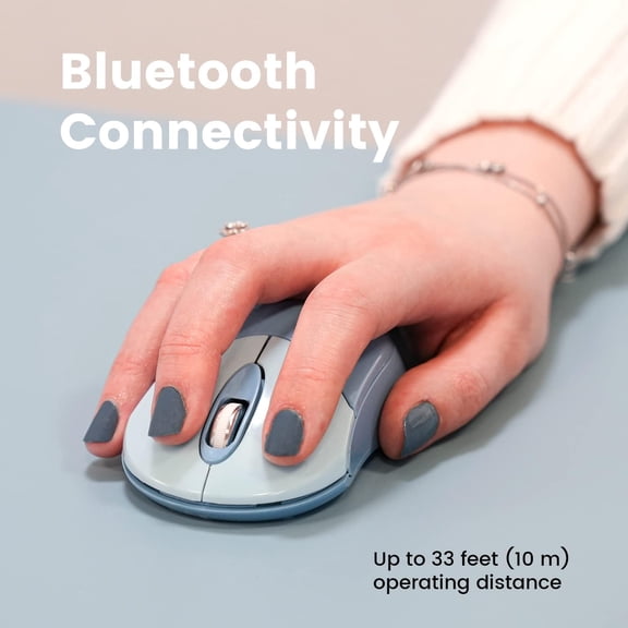 TYFRW-PERIMICE-802BL Wireless Bluetooth Mouse - Portable Design - Compatible with Windows, iOS, and Android PC, Laptop, Tablet, and Smartphone - Blue (12142)