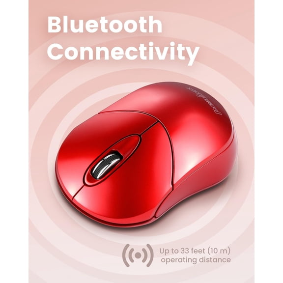 TYFRW-PERIMICE-802R Bluetooth Wireless Mouse Compact Portable Design for Windows, macOS, iOS, and Android 1200 DPI Optical Sensor Red
