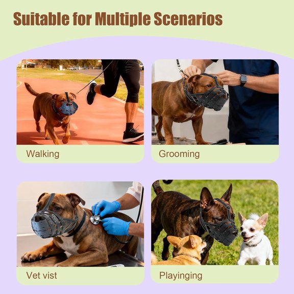 TYFRW-PVC Woven Basket Dog Muzzle for Medium & Large Sized Dogs - Pitbull, Amstaff & Rottweiler Breathable Adjustable Muzzle, Safe Anti-Chewing Biting Comfortable
