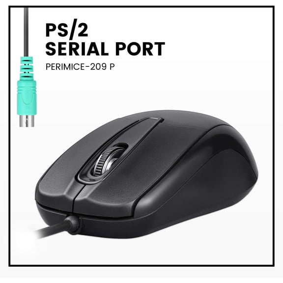 TYFRW-Perimice-209 P, Wired PS2 Mouse with 1000 DPI Resolution, Black, (10442)