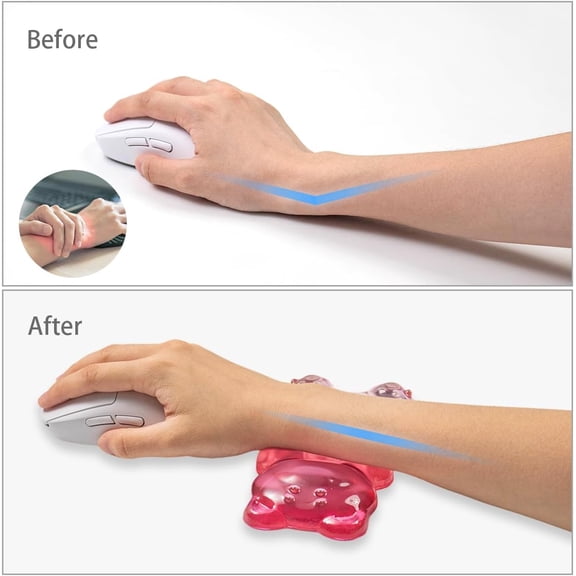TYFRW-Pink Gel Mouse Wrist Rest Cute Bear Mouse Wrist Rest, Ergonomic Mouse Support, Comfort & Support for Typing and Gaming