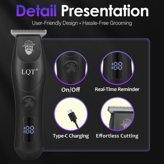 TYFRW-Professional Hair Clippers for Men - Cordless & Corded Dual Mode, 2-Speed & LCD Display, Complete Barber Kit, Scissors, Guide Combs, Rechargeable Beard/Hair Trimmer for Home & Professional Use