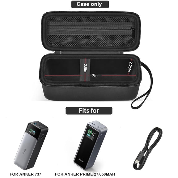 TYFRW-Protective Storage Case for Anker 737 Power Bank (PowerCore 24K 140W) -Hard Shell Organizer with Custom Fit, Interior Mesh Pocket & Sturdy Zipper for On-The-Go Essentials (Case Only)