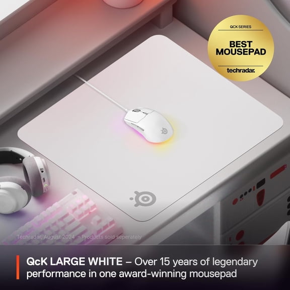 TYFRW-QcK Cloth Gaming Mouse Pad - Exclusive Micro-Woven Surface - Optimized for Gaming Sensors - Maximum Control - Size L - White