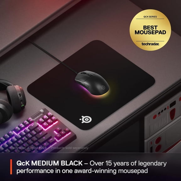 TYFRW-QcK Medium Gaming Mousepad  Black  Non-Slip Silicone Rubber Base  Peak Tracking and Stability  Optimized for Gaming Sensors  320 mm x 270 mm  FPS, MOBAs, RTS, MMO