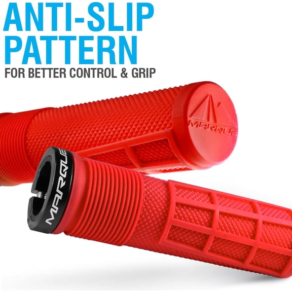 TYFRW-Race Mountain Bike Handlebar Grips Single Lock-On Ring Collar MTB and BMX Bicycle Handle Bar with Non-Slip Grip, Knurly Gritty Pattern and Half Waffle Pattern