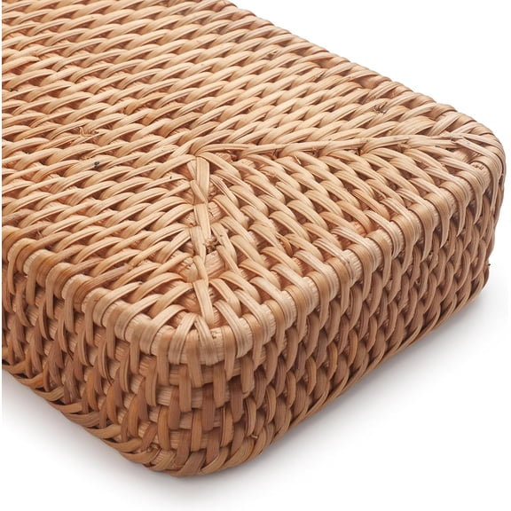 TYFRW-Rattan Bathroom Vanity Tray, Toilet Tank Tray, Toilet Basket Tank Topper, Bathroom Basket for Organizing and Decor (Natural, 10.2" x 4.9" x 1.6")