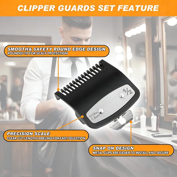 TYFRW-Replacement for Clipper Guards Set Compatible with 1 clipper guards,1/2 clipper guards,Guide Comb Attachment 1/8"(3.0 mm),1/16" (1.5 mm),for Barbers and Stylists,Black-2 PCS