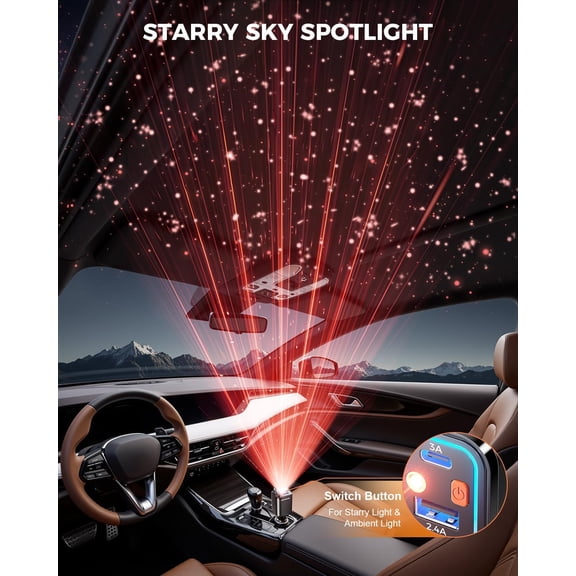 TYFRW-Retractable Car Charger, 69W Car Charger Adapter for iPhone 17 USB C Charger Fast Charging with Starry Light, Car Accessories Compatible with iPhone 17/16/15/14/13/12, iPad, Android, Pixel