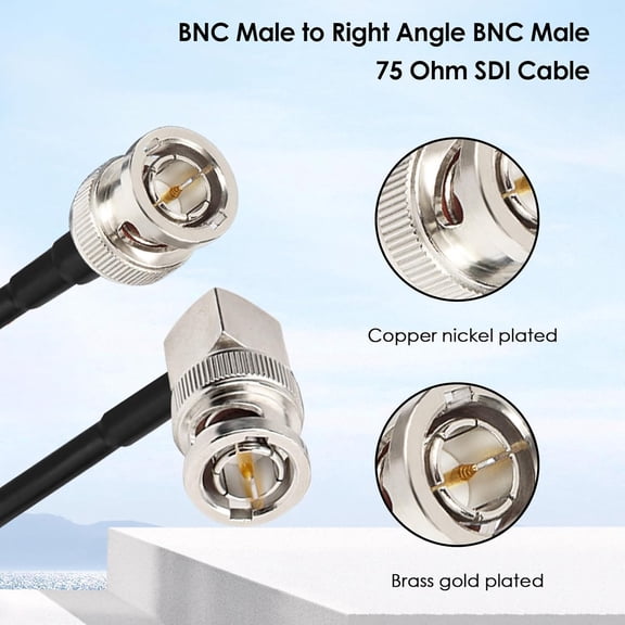 TYFRW-SDI Cable 2FT 2PCS, Flexible BNC to BNC Right Angle Video Cable 75 Ohm RG179 BNC Male Extension Cable for 3G/6G HD SDI Camera Monitor Video Recorder SDI to HDMI Converter