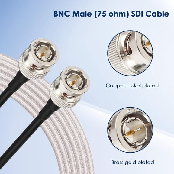 TYFRW-SDI Cables 6FT, Flexible 3G/6G HD-SDI Cable, 75 Ohm RG179 Extension Cable with Heavy Duty BNC to BNC Male Connector for Cameras BMCC Video Equipment Supports HD-SDI/3G-SDI/SDI Video Cable