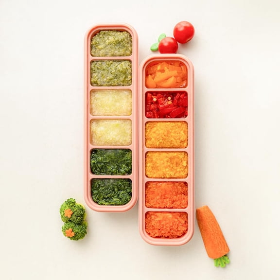 TYFRW-Silicone Freezer Tray, Made in Korea, Meal Prep, Freeze Food Storage Cubes Trays with Lids for Purees, Soups, Solid Food Fruit Vegitable Brastmilk, Easy and Safe (Creme Brulee, 6 Cube)