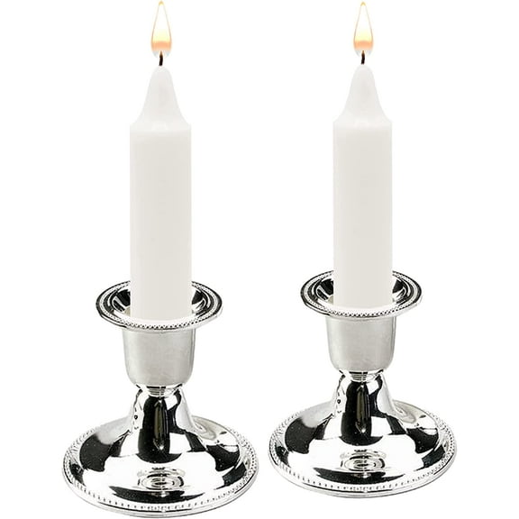 TYFRW-Silver Candle Holders, Shabbat Candle Sticks, Ornate Silver Plated Design (2.5 Inches)