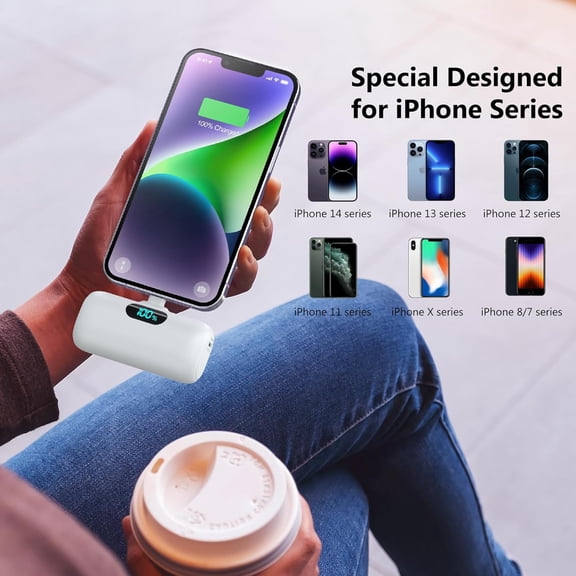 TYFRW-Small Portable Charger for iPhone,Upgraded 5000mAh PD Fast Charging Power Bank,Mini Plug-in Battery Pack Backup Charger Compatible with iPhone 14/14 Pro Max/13/13 Pro/12 Pro/11/XS/XR/X/8/7/6 et