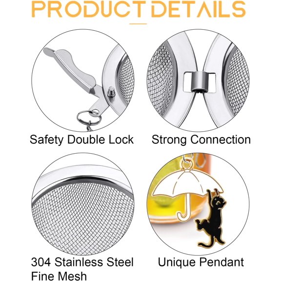 TYFRW-Tea Infuser 2Pack with Cat Charm - Loose Leaf Tea Ball & Strainer, Premium 304 Stainless Steel Fine Mesh Tea Steeper, Cute & Functional Gift for Tea Lovers