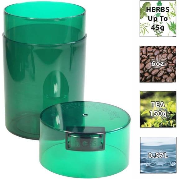 TYFRW-Tightvac - 1 to 6 oz Vacuum Sealed Storage Container, Green Tint