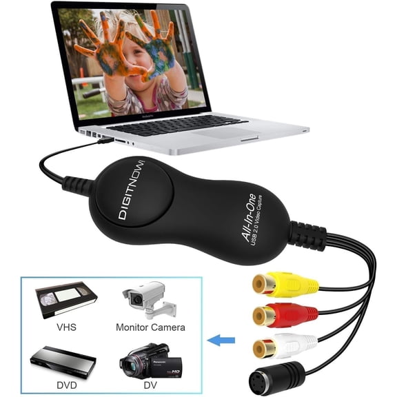 TYFRW-USB 2.0 Video Capture Device, VHS to Digital Converter, VHS VCR TV to DVD Converter for MAC/PC/TV/Camcorder, MAC OS Windows Compatible