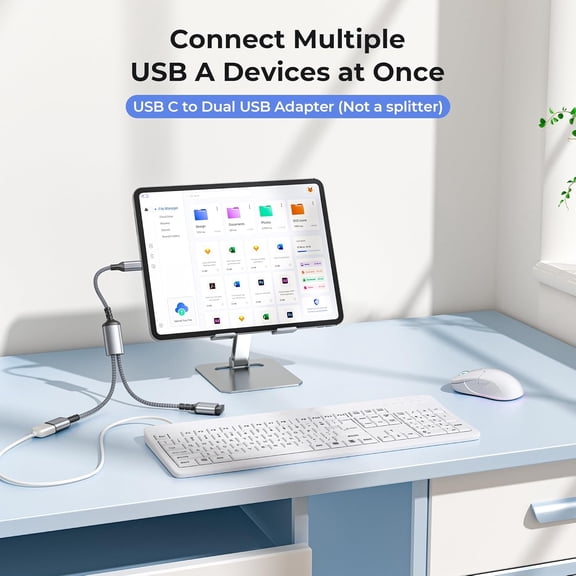 TYFRW-USB Splitter Y Cable 0.3M,USBA 1 Male to 2 Female Extension Cord Converter,Dual Double USB Port Extender Hub Power Split Adapter,USBC Male to Dual A Female Cable Adapter 1FT
