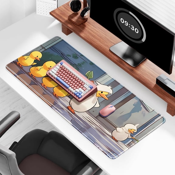TYFRW-Ultra Large Gaming Mousepad, XXL Extended Full Size Desktop Matt for Keyboard, Laptop & Computer, 35.5 x 15.7 in, Anime Cute Ducks