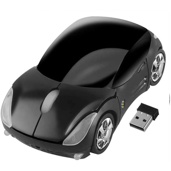 TYFRW-Usbkingdom 2.4GHz Wireless Mouse Cool 3D Sport Car Shape Ergonomic Optical Mice Mause with USB Receiver for PC Laptop Computer Women Small Hands (Black)