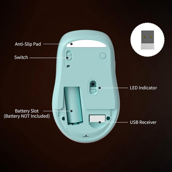 TYFRW-V100 Wireless Blue Mouse, Ultra-Light 2.4G USB Mouse with Adjustable DPI, Premium Rubber Scroll Wheel & Advanced Optical Sensor, Auto Sleep Mode for Energy Saving