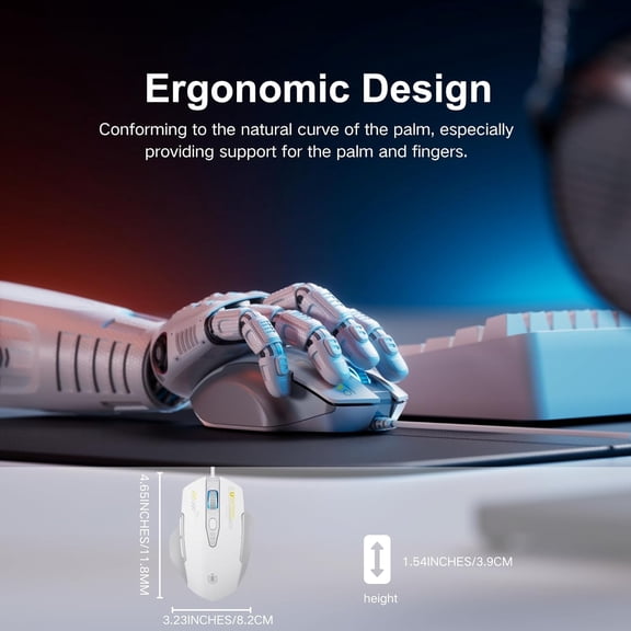 TYFRW-Wired Mouse, 4 Levels Adjustable DPI, 6 Programmable Buttons, Ergonomic Computer Wired Mouse for PC Laptop Computer for Working and Gaming - Plug & Play (White)