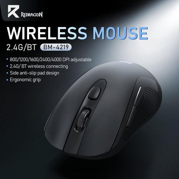 TYFRW-Wireless Mouse - BT& 2.4GHz Dual Mode - Max 4000 DPI - 6 Buttons - 18 Months Battery - No Wires - Smooth Tracking - Quiet Silent Portable Optical Computer Mouse for Laptop, PC, Windows, Mac