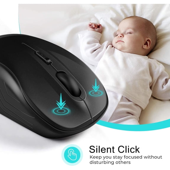 TYFRW-Wireless Mouse Silent 2.4G USB Computer Compact Optical Cordless Mini Quiet Mice, Noiseless, 4 Buttons, 3 Adjustable DPI Mobile for PC/Laptop/Windows/Mac/Linux