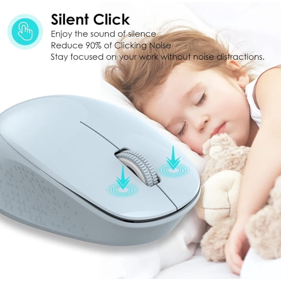 TYFRW-Wireless Mouse for Laptop, 2.4GHz Silent USB Mouse, Slim Optical Mouse with 3 Buttons, 1600 DPI, Works with Windows, Mac, Chrome OS, Linux