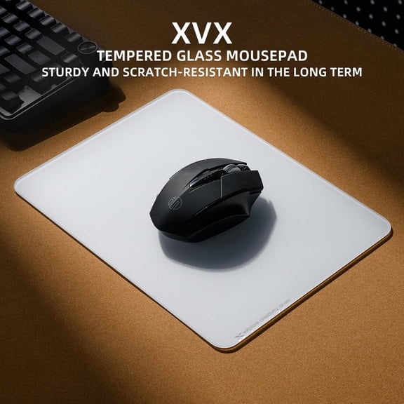 TYFRW-XVX Glass Mousepad, Hard Mouse Pad 290mm*220mm, Ultra Smooth Mouse Pad for Fast and Accurate Mouse Control for Working and Gaming(White)