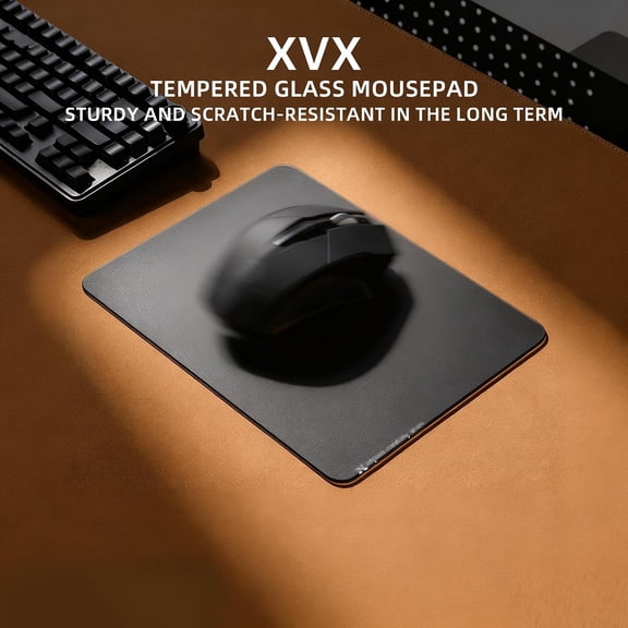 TYFRW-XVX Glass Mousepad, Portable Hard Mouse Pad 290mm*220mm, Ultra Smooth Mouse Pad for Fast and Accurate Mouse Control for Working or Gaming(Black)