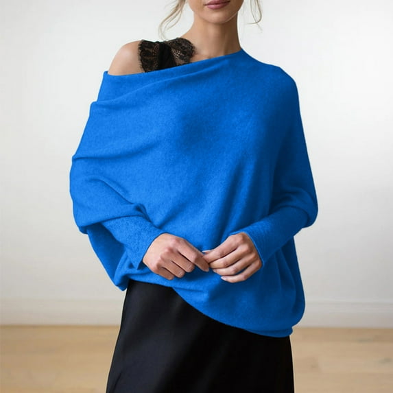 TYGHBN Boat Neck Sweaters for Women 2024 Spring Long Sleeve Soft Knit Loose Baggy Pullover Top Mens Light Sweater Womens Pullover Knit Sweater Baggy Sweater Men Sweater Shirts for Women Trendy
