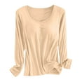 thumbnail image 1 of TYGHBN Built In Bra T Shirt for Womens Padded Long Sleeve Tops Active Blouses Soft Pajama Casual Shirts for Workout Mens Large Thermals Lined Undershirt Women Warm Tops Mens Thermals Top and Bottom, 1 of 7