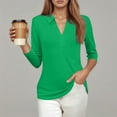 thumbnail image 1 of TYGHBN Casual Loose Solid Color V Neck 3/4 Sleeve Shirt for Women Long Sleeve Shirts Tall Graphic T Shirts for Women Sports T Shirt for Women Women Workout Shirt Athletic V Neck Shirts Women Womens, 1 of 6