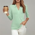 thumbnail image 1 of TYGHBN Casual Loose Solid Color V Neck 3/4 Sleeve Shirt for Women Women Summer Shirts Women S T Shirts Long Sleeve Shirt Women for Layering Womens Shirts Casual Casual Shirts for Women Summer Long, 1 of 6