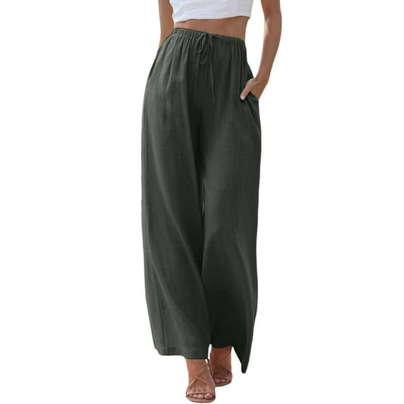 TYGHBN Casual Pant Suits for Women Two Piece Pants Set for Women Casual Loose Womens Pants Elastic Waist Women High Waisted Wide Leg Pants Fashion Drawstring Elastic Trousers Comfy Straight Leg Long