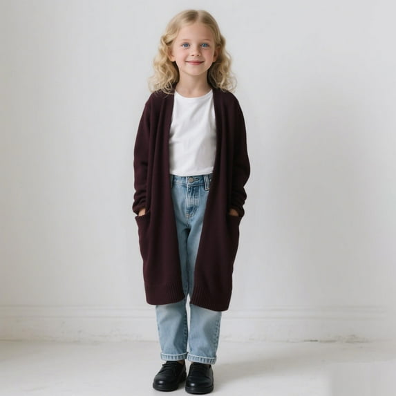 TYGHBN Child Toddler Girls Long Sleeve Cardigan Coat Jacket Casual Knitted Sweater with Pockets Little Girls Jackets Coat Girl Size 12 E Jacket for Kids Big Girls down Winter Jacket Reversible Sequin