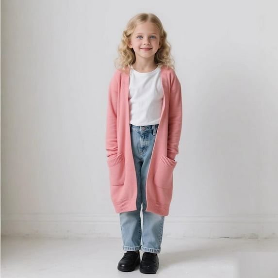 TYGHBN Child Toddler Girls Long Sleeve Cardigan Coat Jacket Casual Knitted Sweater with Pockets Little Girls Jackets Coat Girl Size 12 E Jacket for Kids Big Girls down Winter Jacket Reversible Sequin