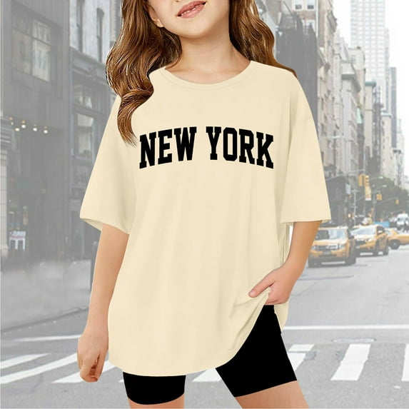 TYGHBN Children Kids Girls Short Sleeve T Shirts Kids Summer Oversized Tops Casual Crewneck Basic Tees Real Tops Girl's Shirts Tops Layering Long Sleeve Shirts Big Girls Girl Shirt Long Sleeve Tee