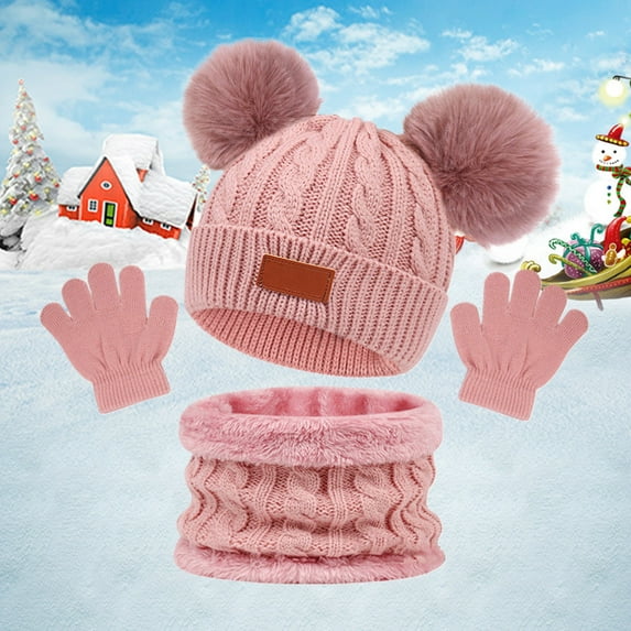 TYGHBN Children's Hats Scarves Gloves Warm Colored In Autumn and Winter Two Baby Hats Scarf Gloves Boys Hat Gloves Set Women Scarf Hat Gloves Gloves Scarf Set for Boys Scarf Gloves Earmuff Set Women