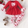 thumbnail image 1 of TYGHBN Children's Lo Ve Long Sleeve Bow Solid Color Pullover Top + Casual Lo Ve Printed Pants Two Piece Set Bundle Baby Girl Teens Matching Clothes Toddler Girl Set Blanket Girl Teens Fashion, 1 of 8