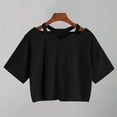 thumbnail image 1 of TYGHBN Cropped Tops Solid Color Everyday T Shirts Short Shoulder T Shirts Summer Casual Tops Long Sleeve Heat Tech T Shirt Womens Tees Short Sleeve Juniors Graphic Tops Women's T Shirts Casual Woman, 1 of 3