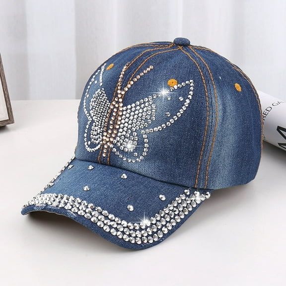 TYGHBN Custom Rhinestone Denim Baseball Cap for Men and Women Fashionable Sun Hat for Parties and Casual Wear Girls Baseball Hat Large Size Hat Hats for Large Heads Women Dad Hats for Women