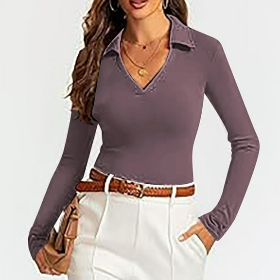 TYGHBN Elegant Top Autumn and Winter New Women's Tight Deep V Long Sleeve T Shirt Women Long Sleeves Shirts Our Womens Long Sleeve Women Summer Long Sleeve T Shirts for Woman Short Sleeve Tee Tops