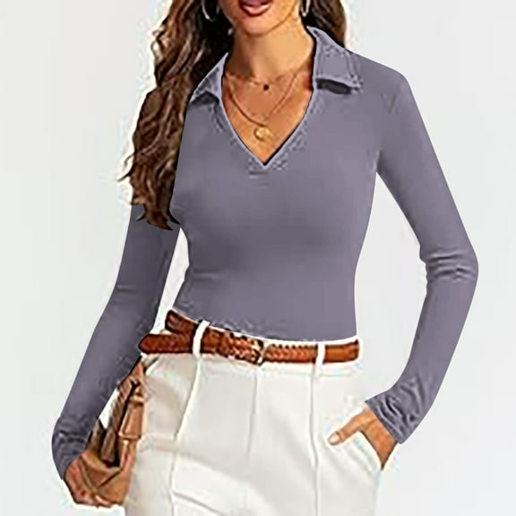 TYGHBN Elegant Top Autumn and Winter New Women's Tight Deep V Long Sleeve T Shirt Casual Shirts for Women Summer Short Sleeve Western Women Fit T Shirts Dry Tee Shirts Women Athletic Shirts Women