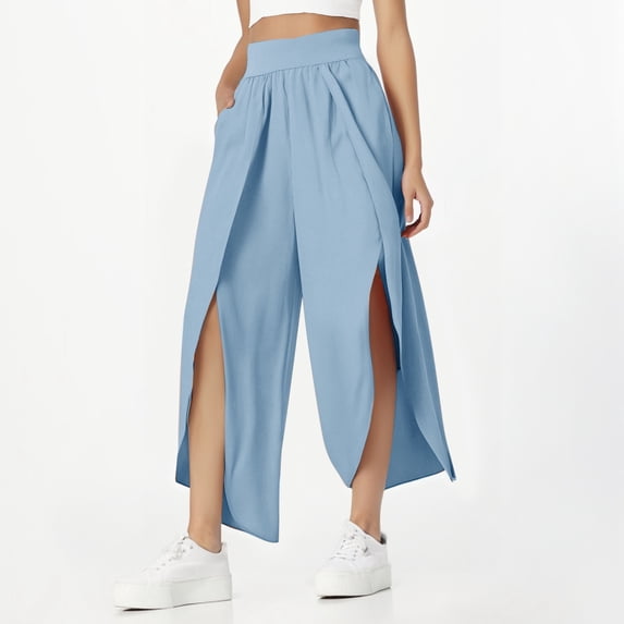 TYGHBN Fashion Slim High Waist Open High Fork Pants Europe and The United States Relaxed Casual Yoga Pants for Women Business Casual Cabana Pants Summer Pants Suits for Women Casual Loose Sweatpants